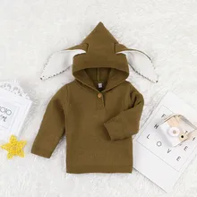 Зимняя одежда для маленьких девочек, теплые вязаные топы для девочек, детские свитера, теплый вязаный свитер с капюшоном и рисунком,# es1