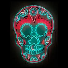 Неоновые вывески для красочных неоновых ламп с черепом, неоновые световые вывески, декоративная настенная лампа для тату, ручная работа, стеклянные трубки, искусство, большой