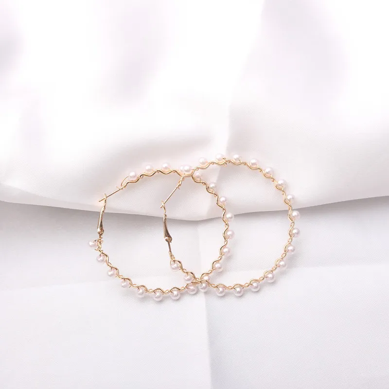 2021 Trendy Temperament Super Fairy Pearl Hoop Earrings Are Simple And Exaggerated Boucle Oreille Femme Pendientes - Image 3