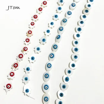 

15xHamsa Hand Natural Shell Loose Bead Enamel Blue Evil Eye Oval/Heart Puka Cowrie Shell Beads for DIY Bracelet Jewelry Making