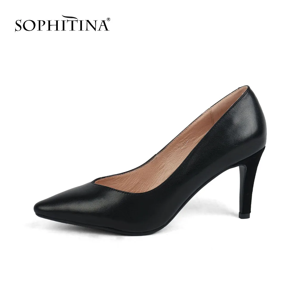 SOPHITINA/новые туфли-лодочки с острым носком; офисная обувь высокого качества из коровьей кожи; пикантные туфли на высоком тонком каблуке; модные женские туфли-лодочки ручной работы; X28