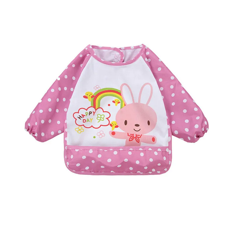 rabbit Милый детский нагрудник для приготовления пищи на кухне, Детский фартук с рисунком из мультфильма, водонепроницаемый фартук для рисования, одежда для детей 0-3 лет - Цвет: rabbit