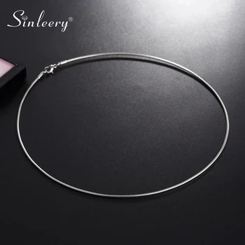 

SINLEERY Simply Fashion Silver Color Choker Necklace Collar For Women Girls Can Match Most Pendants Fashion Jewelry XL077 SSC