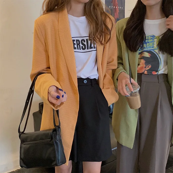 

Price Control 78 Photo Shoot Net Price 6293 # Korean Series CHIC Simple Small Plaid Suit Jacket Three Standard Completed Checked