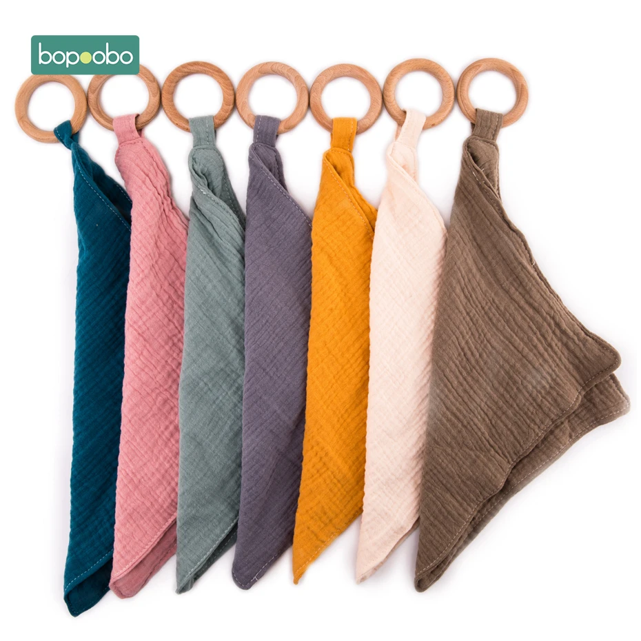 Bopoobo anneau de dentition en bois de lapin | 1 pièce, anneaux en bois, bavoir serviette de coton pour Bracelet à bricoler, pendentif auto-même, soins infirmiers bébés