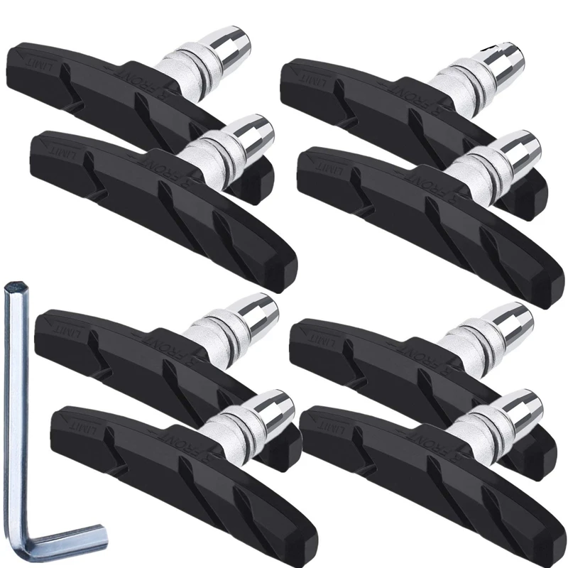 

4 Pairs V Bike Brake Pads with Hex Nuts and Spacers V Bicycle Brake Blocks Set