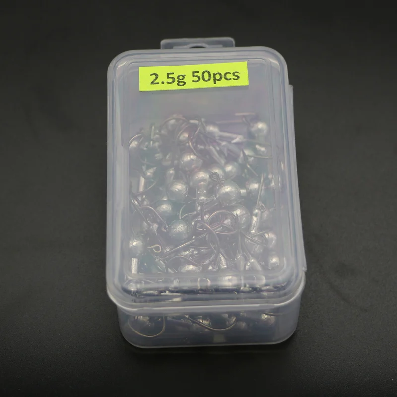 2.5g 20-50 шт. рыболовный крючок с головкой pesca 1 г-20 г рыболовные крючки Неокрашенный свинец Jighead крючок для ловли карпа из высокоуглеродистой стали - Цвет: 2.5g