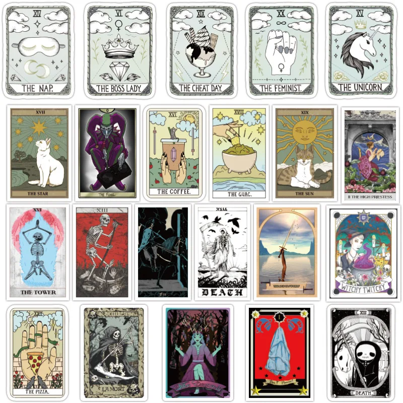 

10/30/50PCS cartoon tarot card divination trolley case waterproof guitar skateboard graffiti stickers decorative toys wholesale