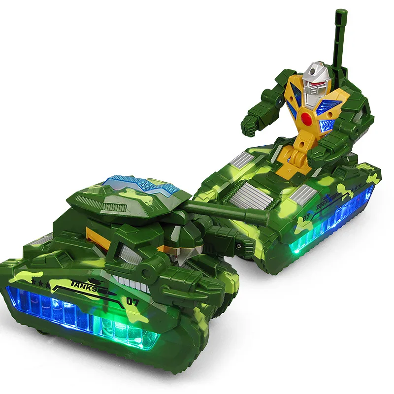 

Electric Transformation Tank Universal Rotating Light Music Electric Toys Variable Robot Military Series Toy Model