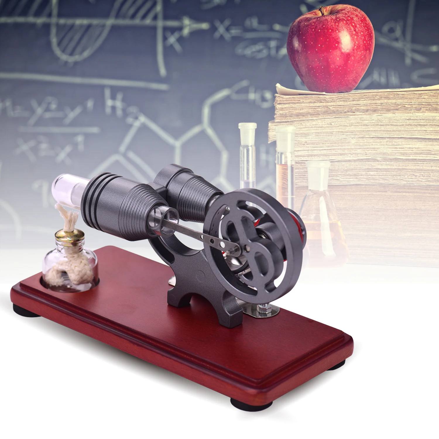 Aibecy 뜨거운 공기 스털링 엔진 모터 모델 달러 플라이휠 디자인 교육 장난감 전기 발전기 다채로운 LED 빛