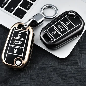 

Luminous leather Car Remote Key Case Cover For Peugeot 301 308 308S 408 2008 3008 4008 5008 Citroen C4 C6 C3-XR Car Accessories