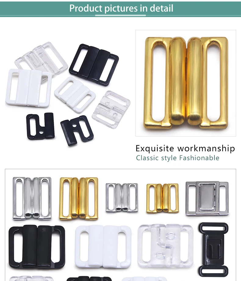 Description Picture 3 of itemNew 10pcs/lot Rectangle Tape Closure Hook & Clasp bra buckle Waist Extenders Sewing On Clothes Bra Clip Hook Accessories DIY