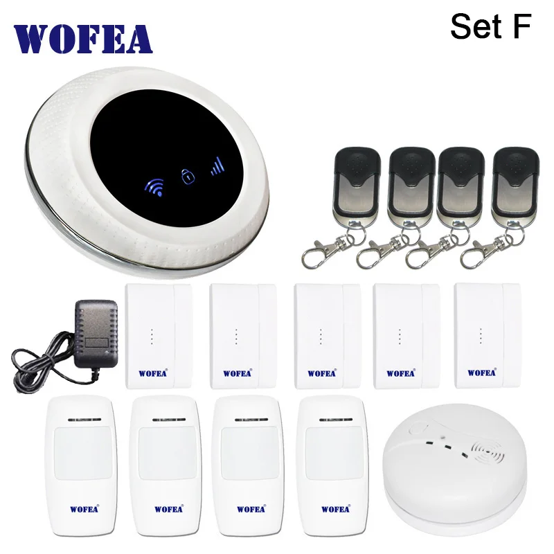 Wofea беспроводной SIM GSM домашняя охранная wifi GSM сигнализация система Датчик комплект tuya приложение Встроенная сирена - Цвет: SET F
