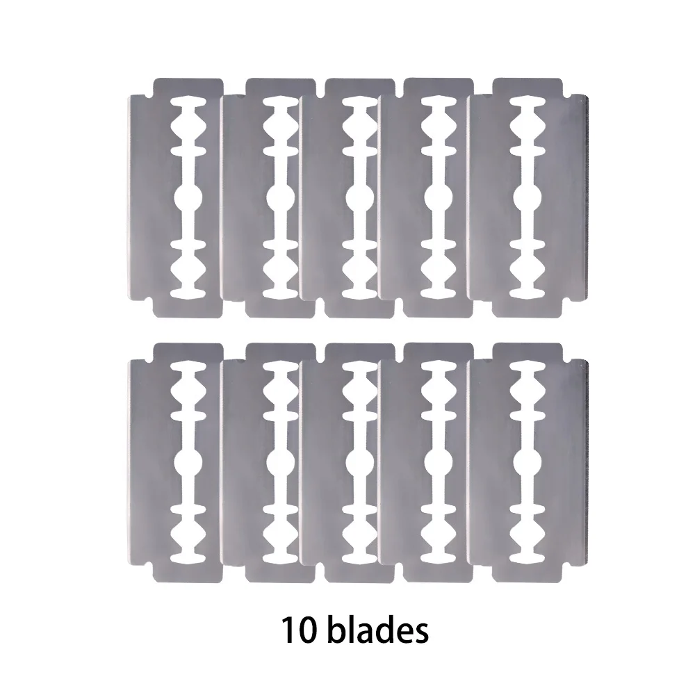 10 blades Безопасная бритва для мужчин, парикмахерские прямые бритвы, мужские бритвенные лезвия для бритья лица, бритвенный станок с основанием, Сменные бритвенные лезвия - Цвет: 10 blades