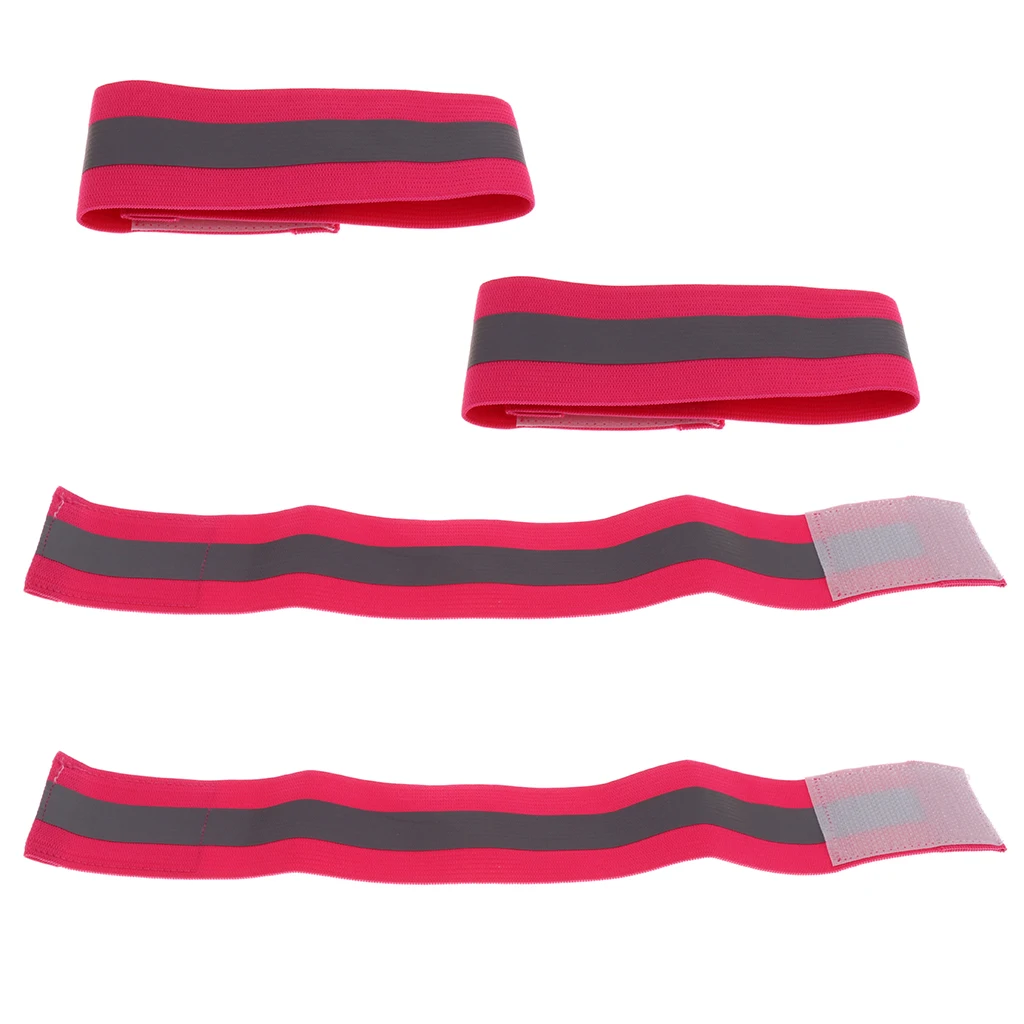 4x Elastic Reflective Hand Wrist Band Reflective Bracelet Rose Red