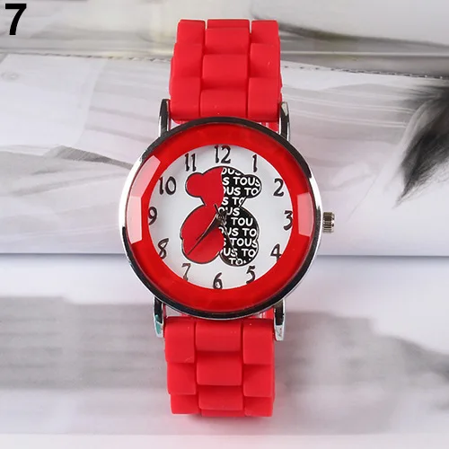 

Colorful Hot Selling 2019 New Hot Fashion Quartz Cute Little bear Silicone Strap Dress Wristwatch Bracelet Clock Gifts for Child