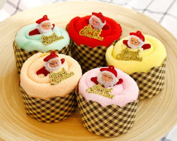 

10sets 30*30cm Towel High Quality Celebration Cake Modelling Towel Santa Claus Towel Creative Christmas Party Gifts