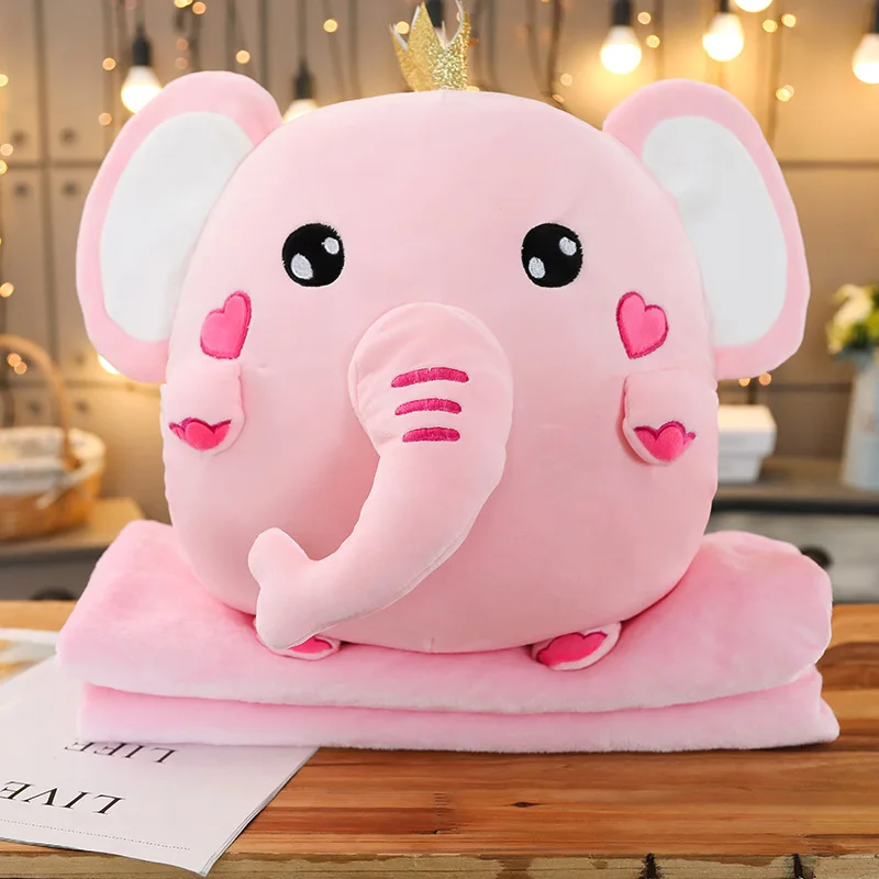 Модные мягкие единороги 2 в 1 подушки с одеялом внутри Kawaii Плюшевые Единорог слон кошка динозавр подарок на Рождество