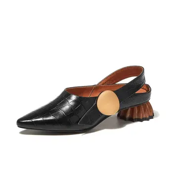 

Women Pumps Fashion Strange Heel High Quality Cow Leather Pointed Toe Shoes Elegant Women's Dress Pumps