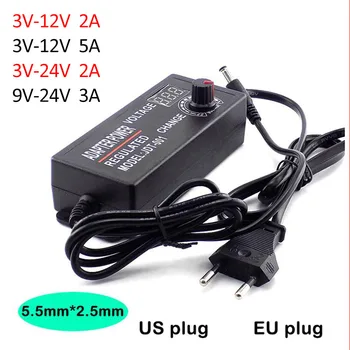 

Adjustable Adapter AC 100-220V to DC 3V-12V 3V-24V 9V-24V 2A 3A 5A CCTV Camera led strip light power Supply plug display adaptor