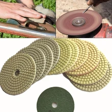 Tampons de polissage diamant, roue pour granit, pierre, béton, marbre, disques de meulage tranchants, feuille de moulin à eau, 15 pièces/4 pouces 