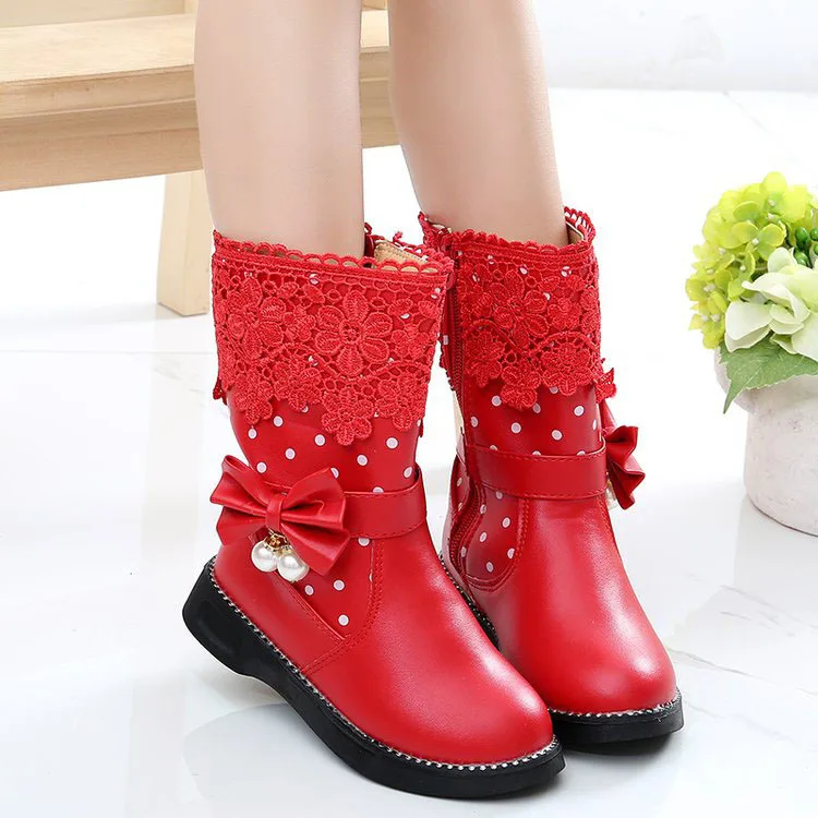 

CHILDREN'S Snow Boots 19 Years Winter New Style Korean-style Lace Girls' High Boots Middle And Large Boy Shoes Students Thigh Bo