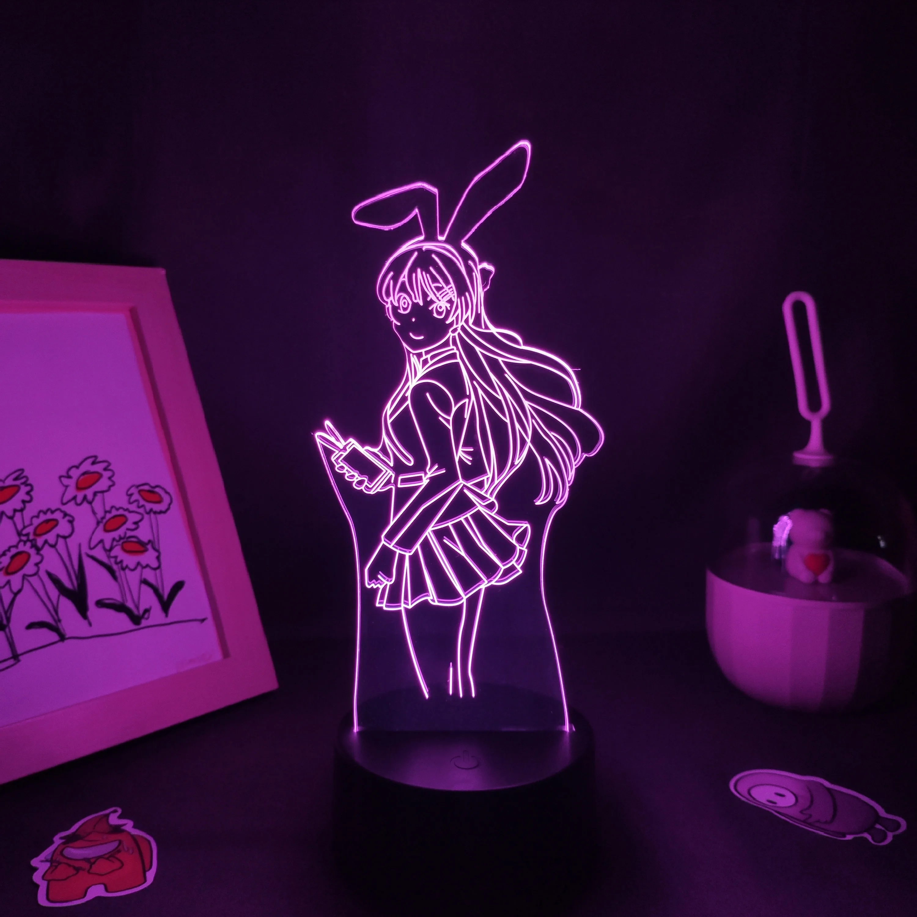 

Bunny Girl Anime Figure Sakurajima Mai 3D LED Neon Night Lights Sexy Kawaii Gifts Bedroom Table Decor Manga Bunny Girl Lava Lamp