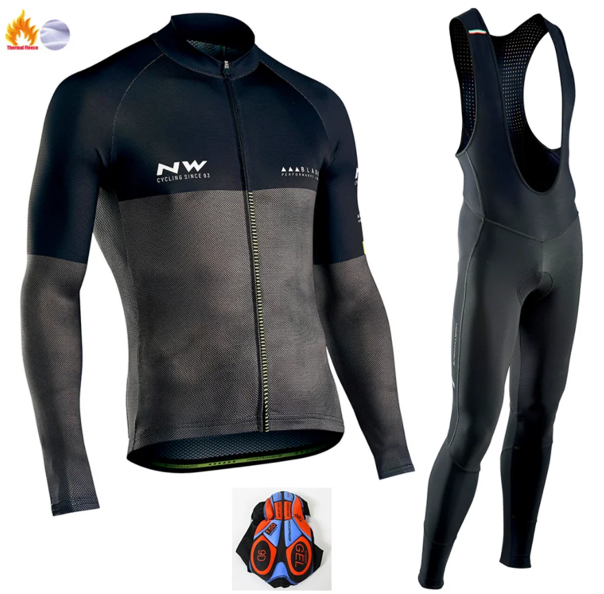 Ropa ciclismo теплая Зимняя Теплая Флисовая велосипедная одежда, мужская Трикотажная одежда, костюм для езды на велосипеде, MTB Одежда, комбинезон, комплект - Цвет: Winter Cycling Suit