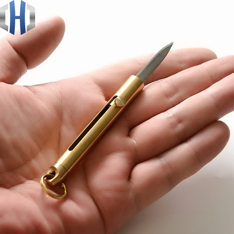 Латунный многофункциональный мини-нож для самообороны брелок изысканный открытый портативный нож для демонтажа EDC