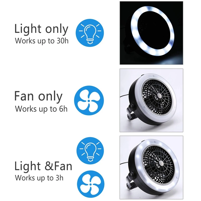 Tent Fan Light Led Camping Hiking Gear Equipment Usb Powered Outdoor Portable Ceiling Lamp Camping Equipment