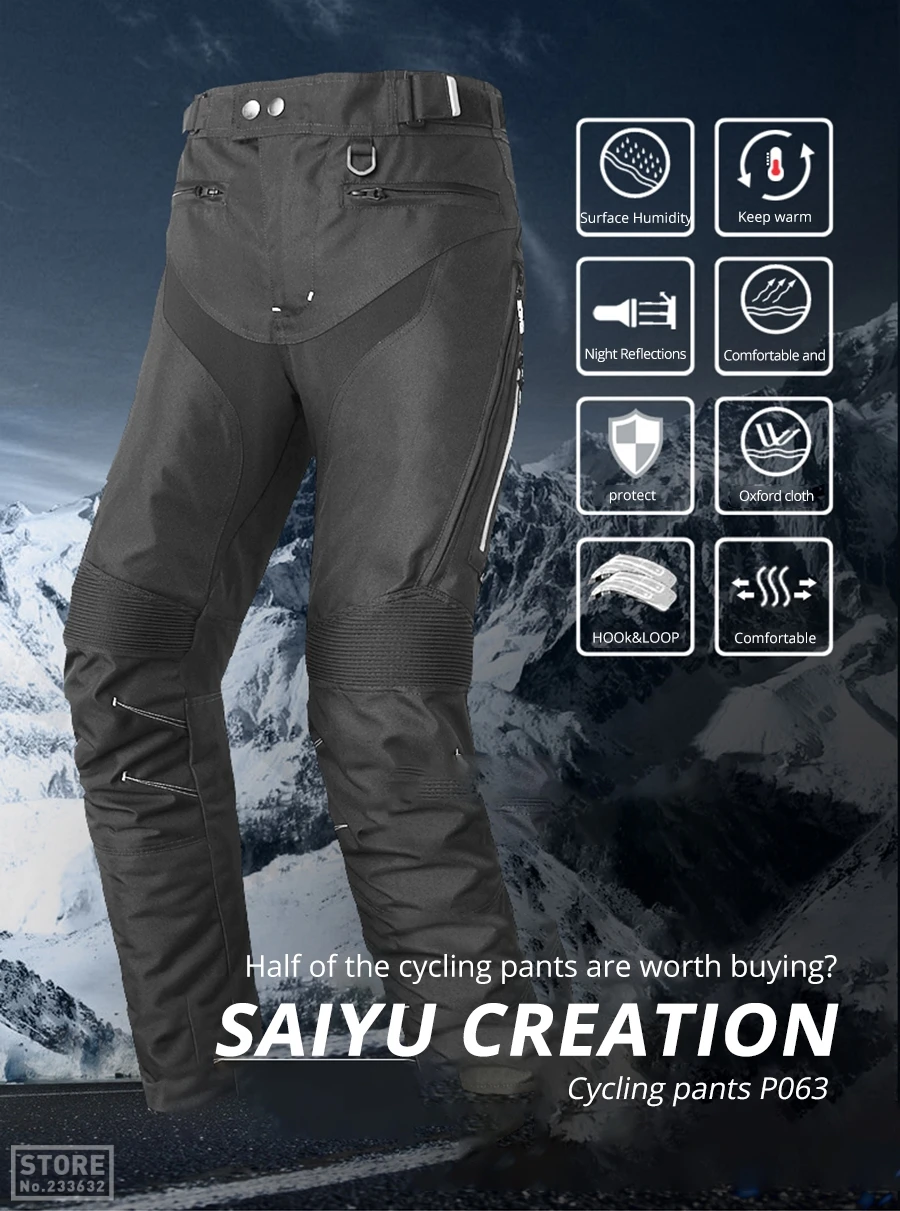 SCOYCO мотоциклетные брюки мужские зимние теплые мото штаны для мотокросса Светоотражающие Панталоны мотоциклетные брюки с защитой от колена
