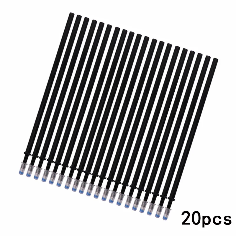20pcs black refill 20 шт./партия, волшебная стираемая гелевая ручка, 0,5 мм, синяя, черная, для офиса, стираемая заправка, стержень, моющаяся ручка для школы, канцелярские принадлежности - Цвет: 20pcs black refill