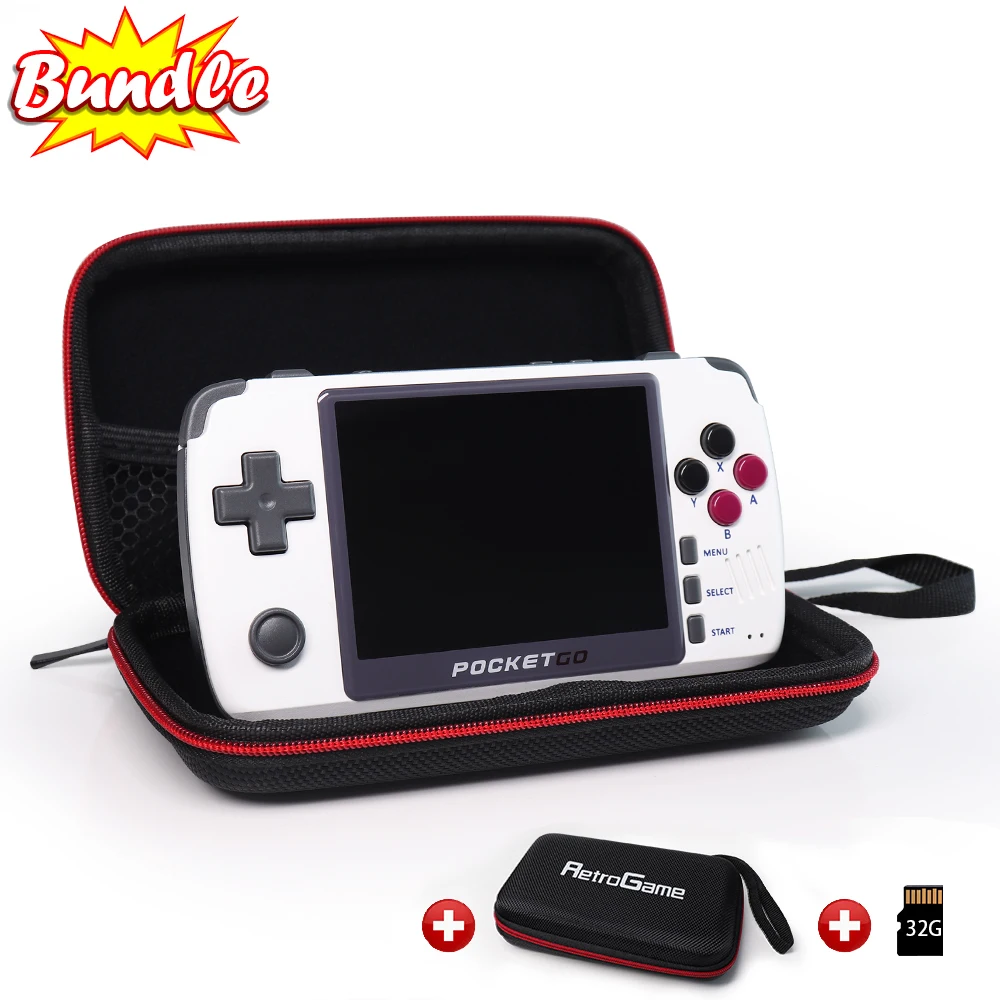 Игровая консоль-новая игровая консоль PocketGo в стиле ретро, Игровая приставка PS1 SNES, портативная игра с ips экраном - Цвет: NPG Bundle