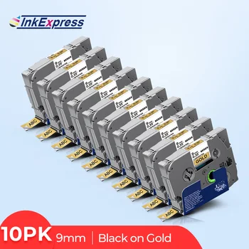 

10PK Laminated Tape For Brother TZe-821 TZe 821 Label Tape tze-821 9mm Black on Gold For Brother P-Touch Printer PT-P700 PT-H500