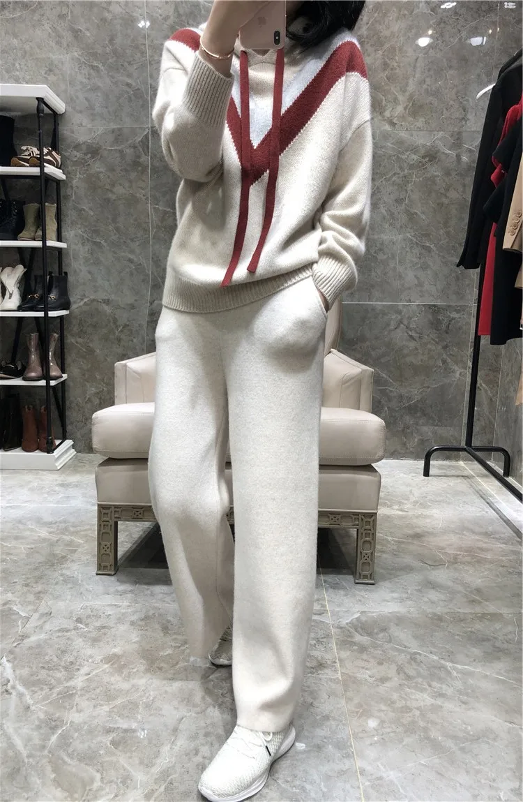 New Thick Cashmere Hoodies Sweatshirts Women Loose Hooded Pullover Female Cover Color Wool knitted Jacket Women's Clothing