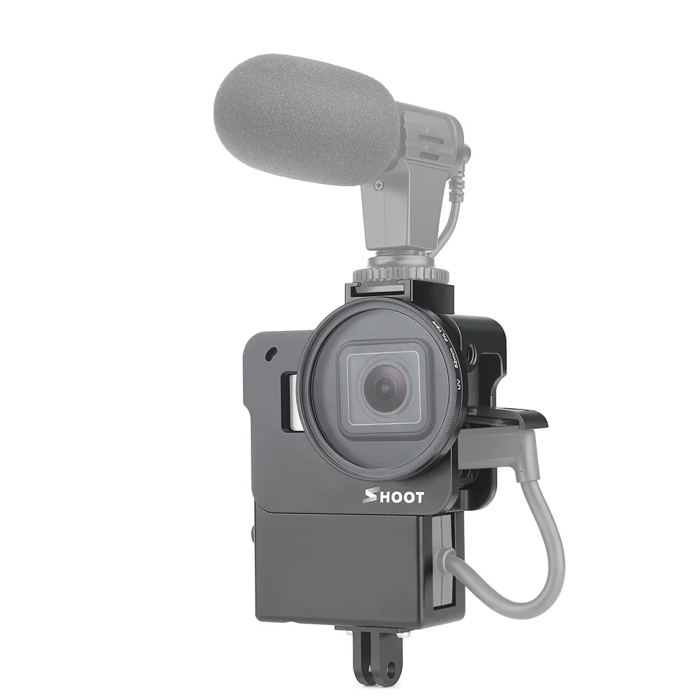 Protective Vlogging Cage Case for GoPro Hero 7 6 5 Black Mount for Microphone Vlog Cage Housing Shell Frame Case Cold Shoe