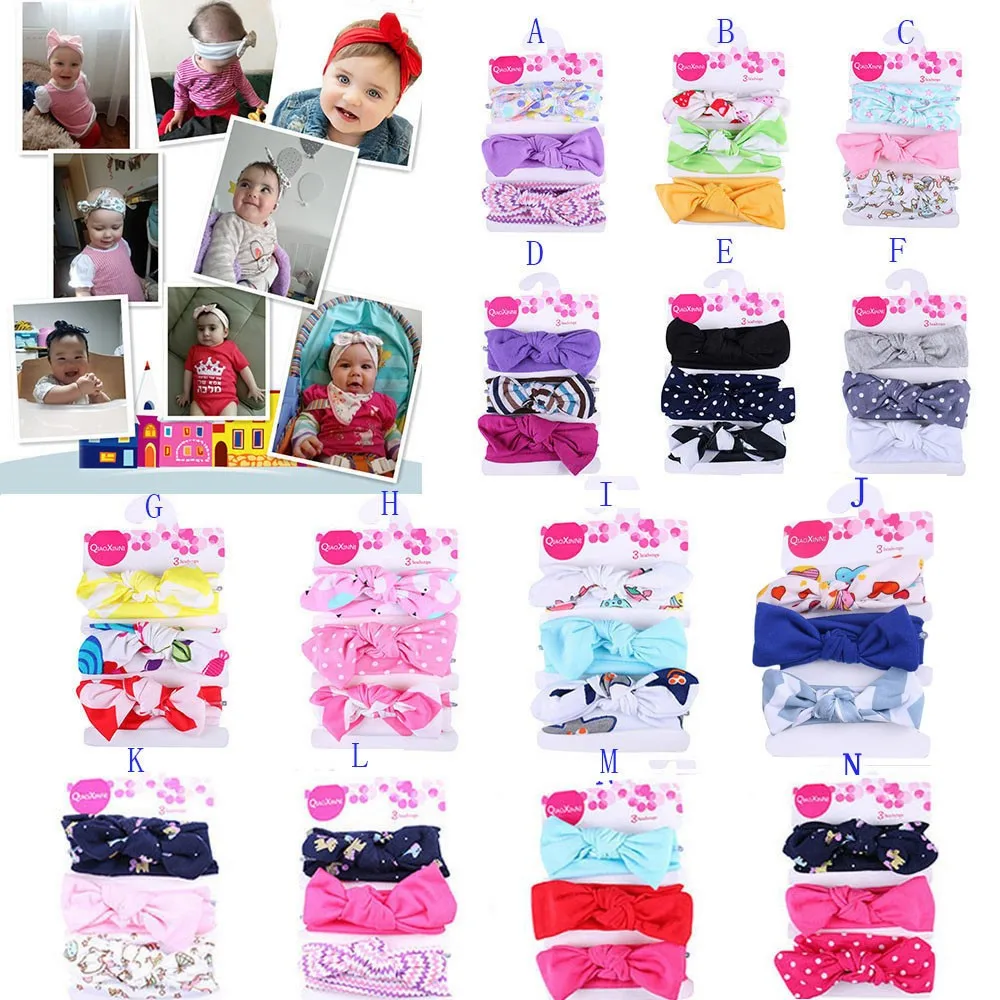 3pcs/lot Cute Bow Baby kids Simple Bunny Ear Bow Hairband Turban Newborn Headbands Hairbands for Kids Baby Hair Accessories