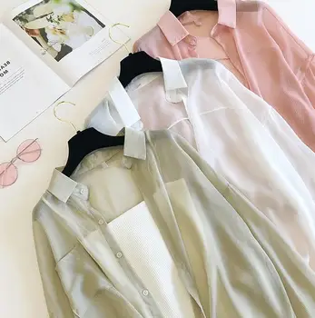 

Spring/Summer 2020 Loose Shirt Hong Kong Style Shirt Female Chiffon Sunscreen Shirt Jacket kbb77-01-46