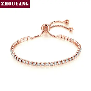 ZHOUYANG Bracelet For Women Luxury Style 4 Color 4 Claws Mosaic Cubic Zirconia Silver Color Fashion Jewelry Gift H095