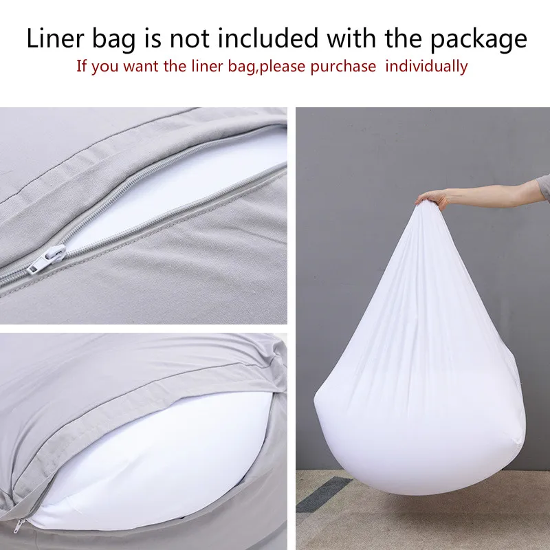 55/65cm Large Square Bean Bag Chair Sofa Pouf Ottoman Slipcover No Filler Adults Baby Kids Recliner Stool Footrest