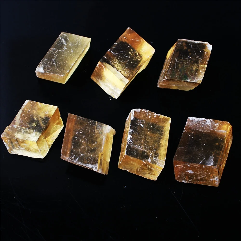 30g/50g/100g Natural Transparent Yellow Optical Calcite Crystal Tumbled Stone Mineral Rough Specimen