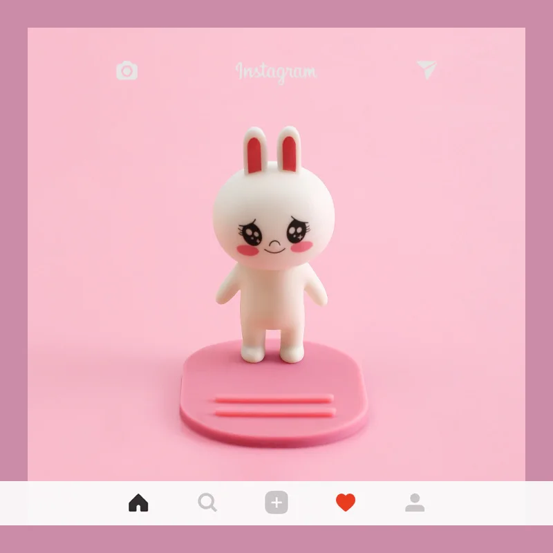 Мультфильм коричневый Медведь Кролик милая девушка сердце ins ветер креативный мобильный телефон Кронштейн Ленивый настольные часы ТВ артефакт портативный ремень