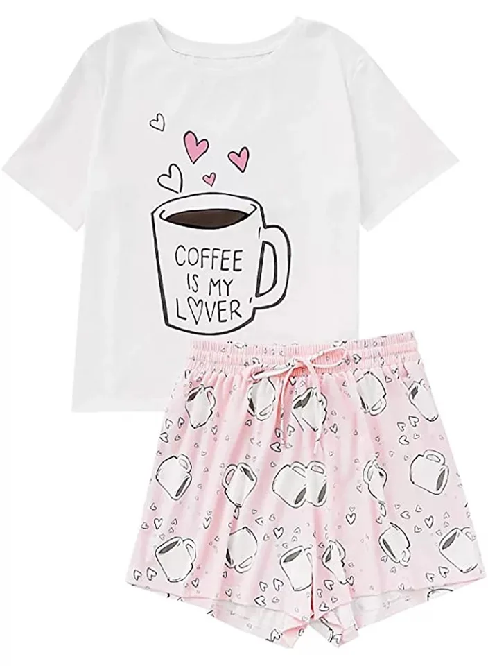 2020 Woman Kawaii Pajamas Summer Pijama Mujer Pajamas Cute Cat Printe Lounge Wear Sleepwear Set Suit for Home