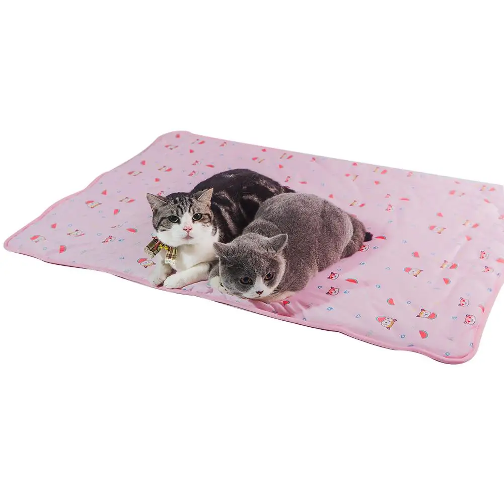 Pet Cat самовосcooling вающийся коврик летний охлаждающий матрас Шелковый коврик для питомника легко складывается дышащая холодная ткань портативный быстрая