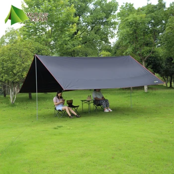 Black 4.4x4.4m Ultralight Tarp Outdoor Camping Survival Sun Shelter Shade Awning Silver Coating Pergola Waterproof Beach Tent 2