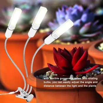 

Grow Light LED E27 Grow Light for Indoor Plant 3 Heads 75W USB Full Spectrum Lamp Gooseneck Plants Lights