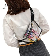 Женская прозрачная поясная сумка Харадзюку, пояс на грудь, прозрачный розовый банан, пояс, сумки для девушек, регулируемый, ПВХ, поясная сумка 197