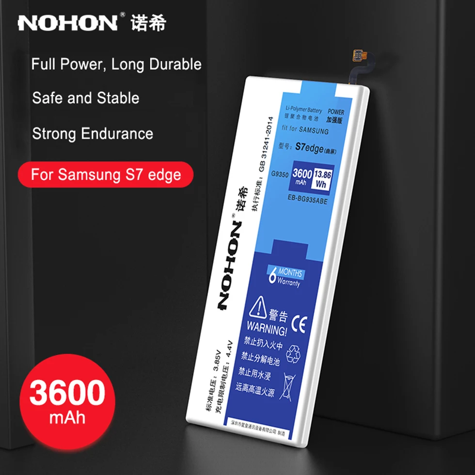 NOHON для Samsung Galaxy S5 S6 S7 боковая батарея SM-G900F G920F G925F G930F G935F телефона высокого Ёмкость заменить Бесплатные инструменты