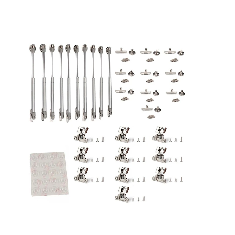 

10Pcs 100N Door Lift Support Hydraulic Spring Hinge Cabinet Door Kitchen Cupboard Hinges Furniture Hardware