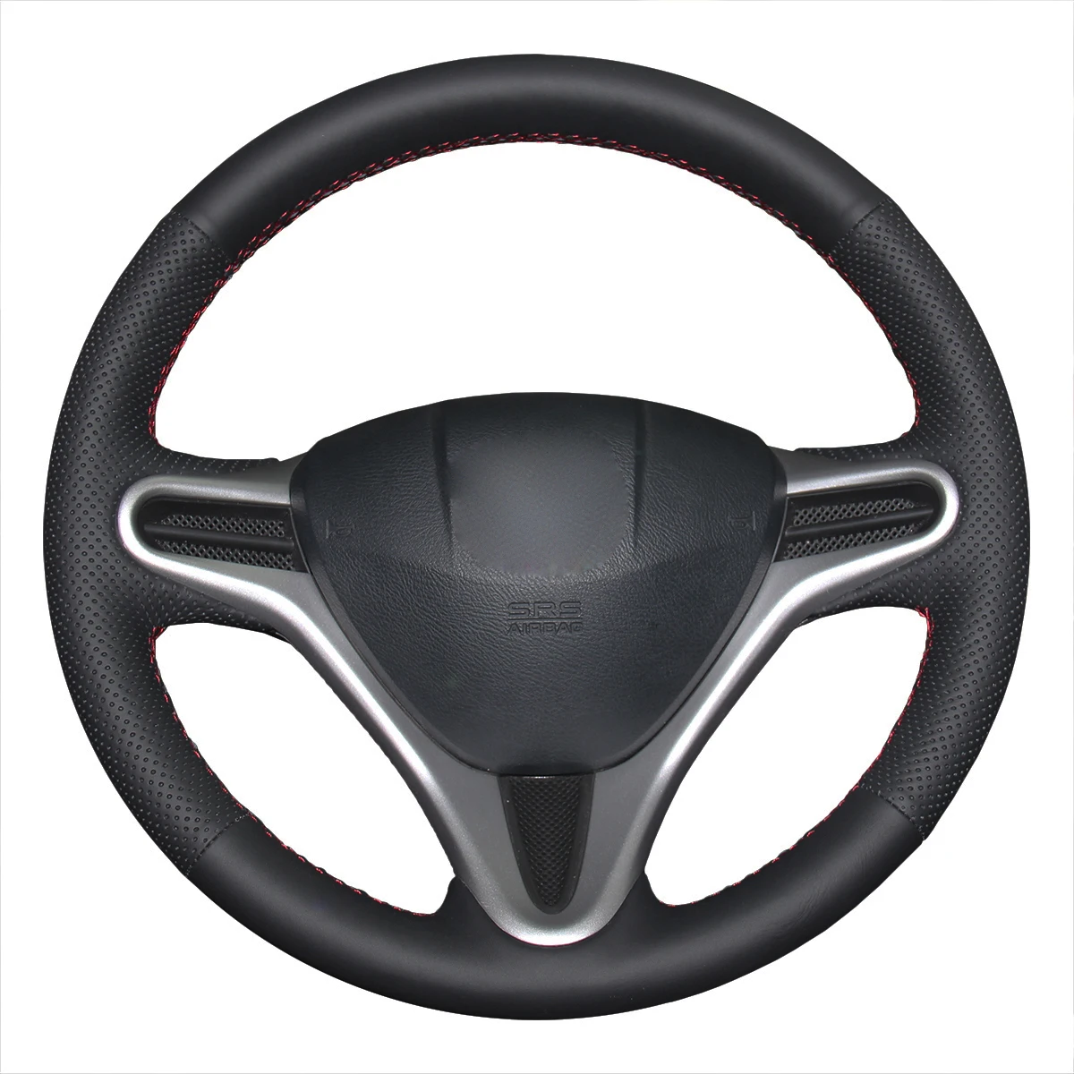 

Yuji-Hong Black Genuine Leather Car Steering Wheel Covers Case for Honda Jazz Fit City Insight 2008-2013 Hand-stitched Cover